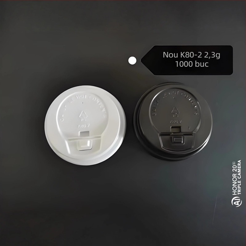 Capac plastic de unică folosință, 76 mm, capac flip-top etanș pentru pahare de hârtie, cafea și ceai cu lapte