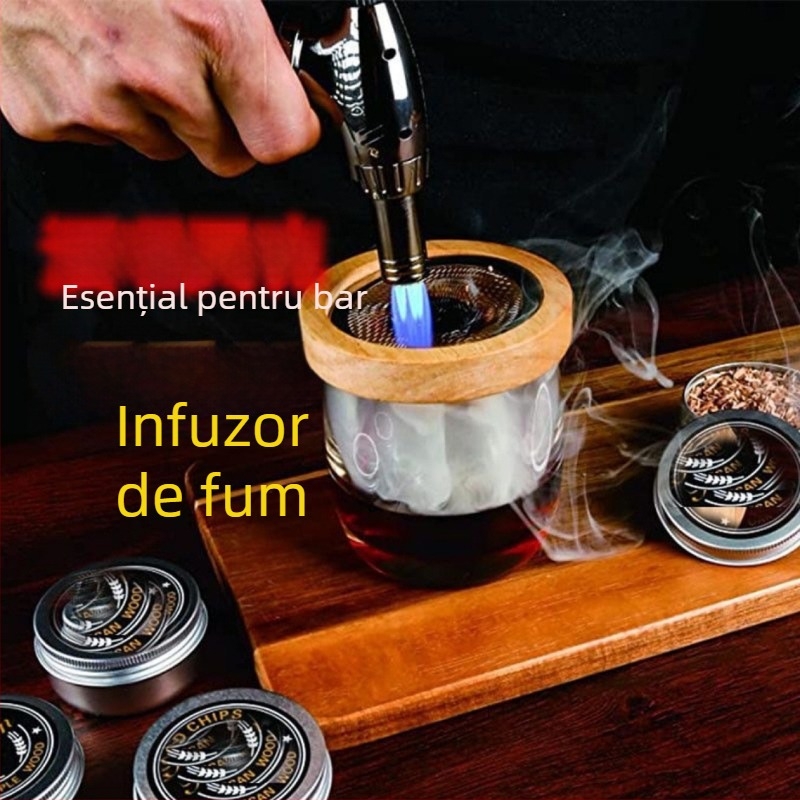 Set de afumare pentru cocktailuri cu capac – unelte de bucătărie pentru afumare whisky