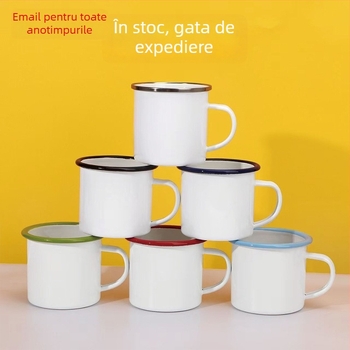 Ceașcă emailată cu logo personalizat, fotografie și text - DIY pentru birou și uz casnic