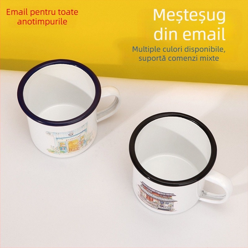 Ceașcă emailată cu logo personalizat, fotografie și text - DIY pentru birou și uz casnic