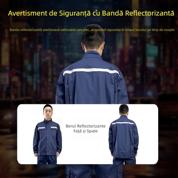 Costum de sudură din bumbac dens, rezistent la flăcări, izolație termică și protecție împotriva arsurilor, pentru uz în oțelării, cu benzi reflectorizante