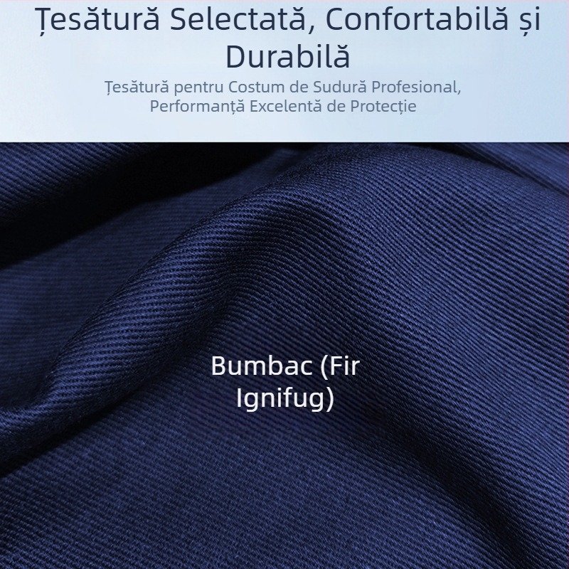 Costum de sudură din bumbac dens, rezistent la flăcări, izolație termică și protecție împotriva arsurilor, pentru uz în oțelării, cu benzi reflectorizante