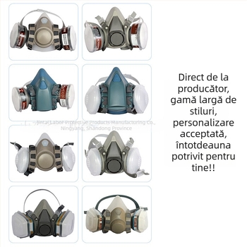 Mască de gaz TPE modificată pentru protecția împotriva prafului industrial 3001D (Albastru, Alb, Gri) pentru vopsire, substanțe chimice și pesticide