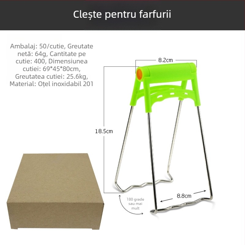 Cleme din oțel inoxidabil pentru boluri, oale și farfurii, cu deschizător de conserve