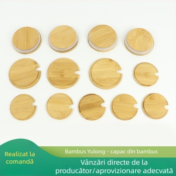 Capac din lemn masiv pentru sticlă – capac lemnos sigilat, capac din bambus pentru pahar de apă, capac creativ pentru lumânare