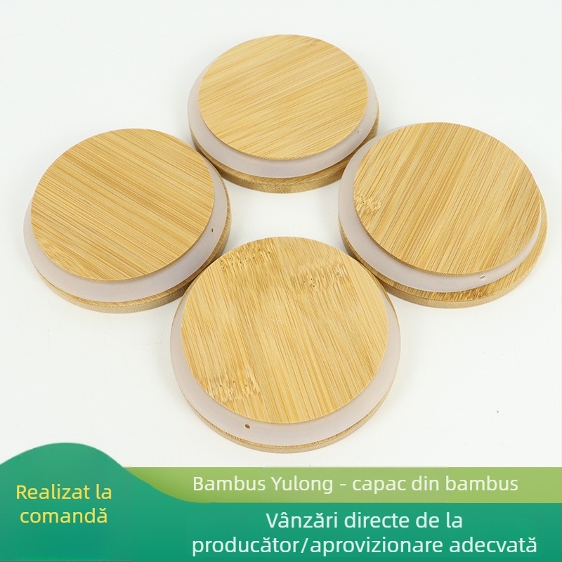 Capac din lemn masiv pentru sticlă – capac lemnos sigilat, capac din bambus pentru pahar de apă, capac creativ pentru lumânare