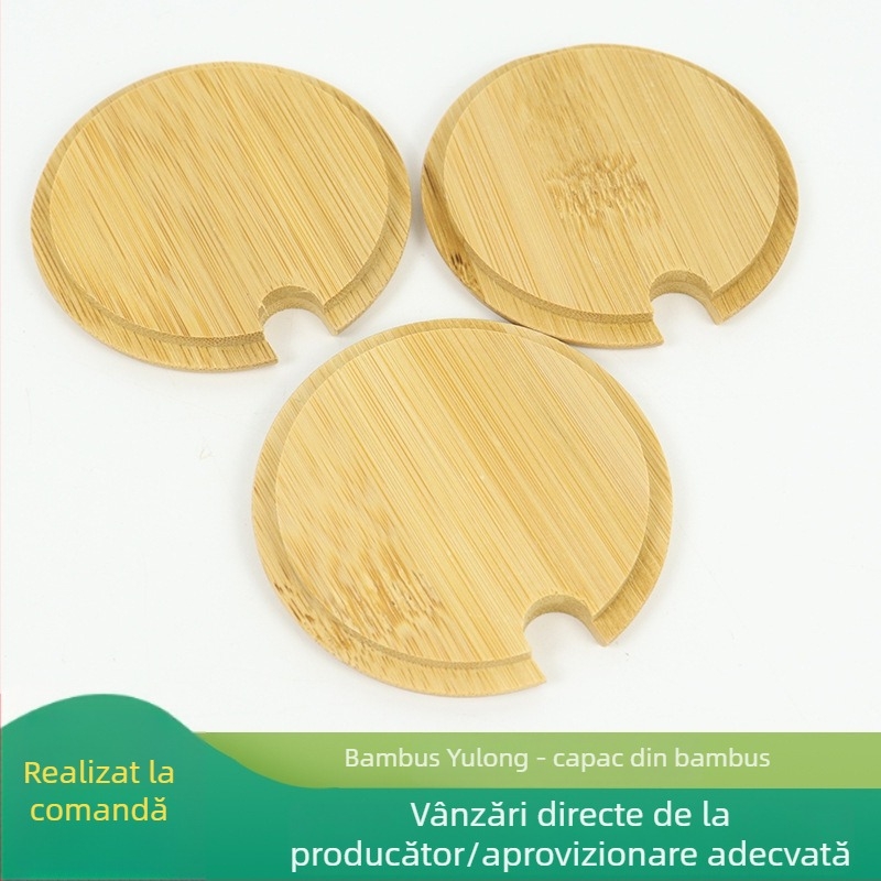 Capac din lemn masiv pentru sticlă – capac lemnos sigilat, capac din bambus pentru pahar de apă, capac creativ pentru lumânare