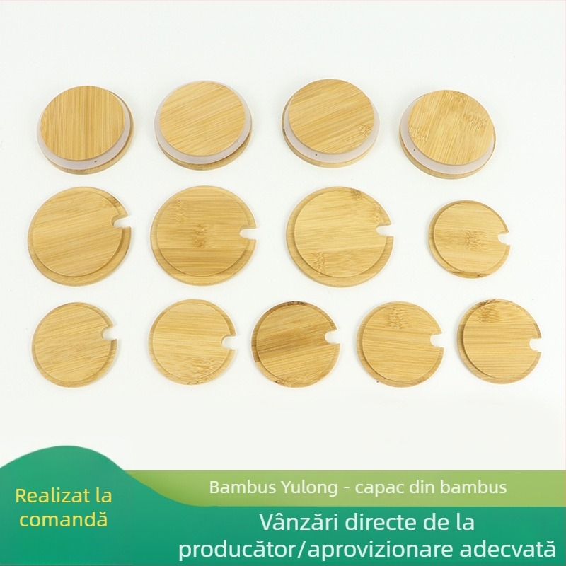 Capac din lemn masiv pentru sticlă – capac lemnos sigilat, capac din bambus pentru pahar de apă, capac creativ pentru lumânare