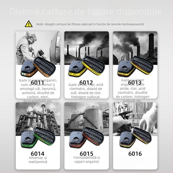 Mască de gaz cu filtru din bumbac 6011, pentru sudură, șlefuire, pulverizare chimică și protecție împotriva prafului și pesticidelor.