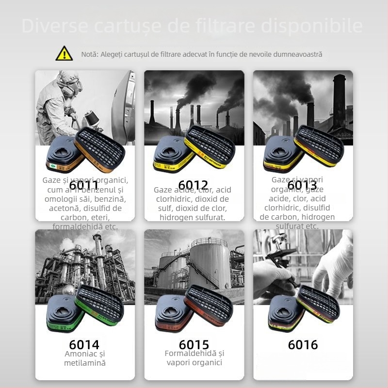 Mască de gaz cu filtru din bumbac 6011, pentru sudură, șlefuire, pulverizare chimică și protecție împotriva prafului și pesticidelor.