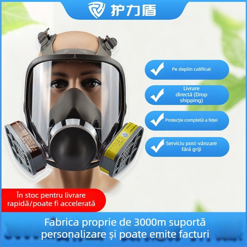 Mască de gaz cu față întreagă 6800, personalizată, pentru vopsire cu pulverizator, potrivită pentru șlefuire, protecție împotriva prafului industrial și filtrare cu cărbune activ