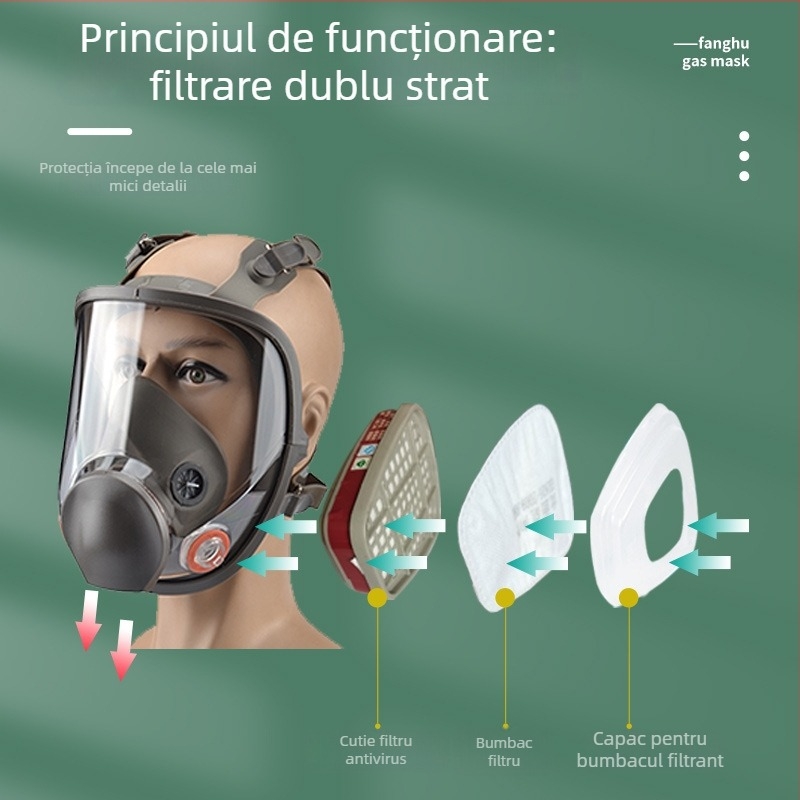 Mască de gaz cu față întreagă 6800, personalizată, pentru vopsire cu pulverizator, potrivită pentru șlefuire, protecție împotriva prafului industrial și filtrare cu cărbune activ