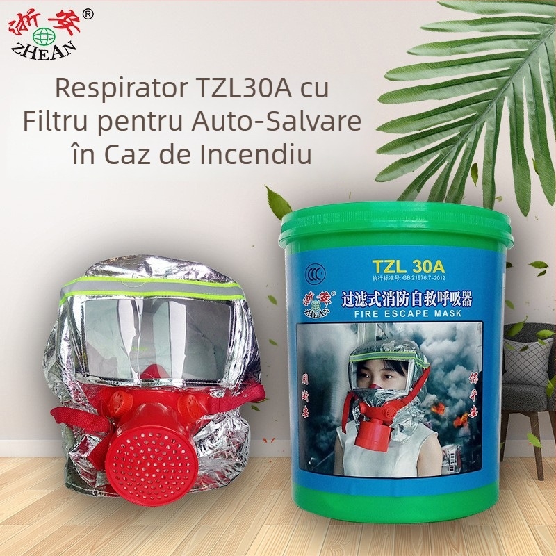 Zhe'an TZL30A respirator de salvare cu filtru pentru evacuare în caz de incendiu, protecție la fum și gaze, uz casnic