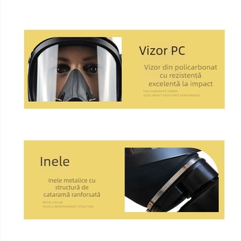 Masca de gaz MF14, față completă, montare pe cap, vizor transparent, protecție împotriva fumului și prafului, echipament de protecție industrială