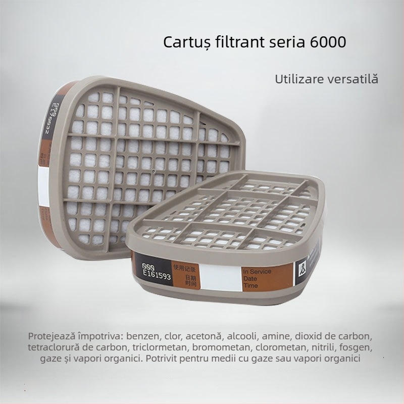 Mască de gaz cu filtru din cărbune activ, modelele 6001/6002/6004, compatibilă cu 6200