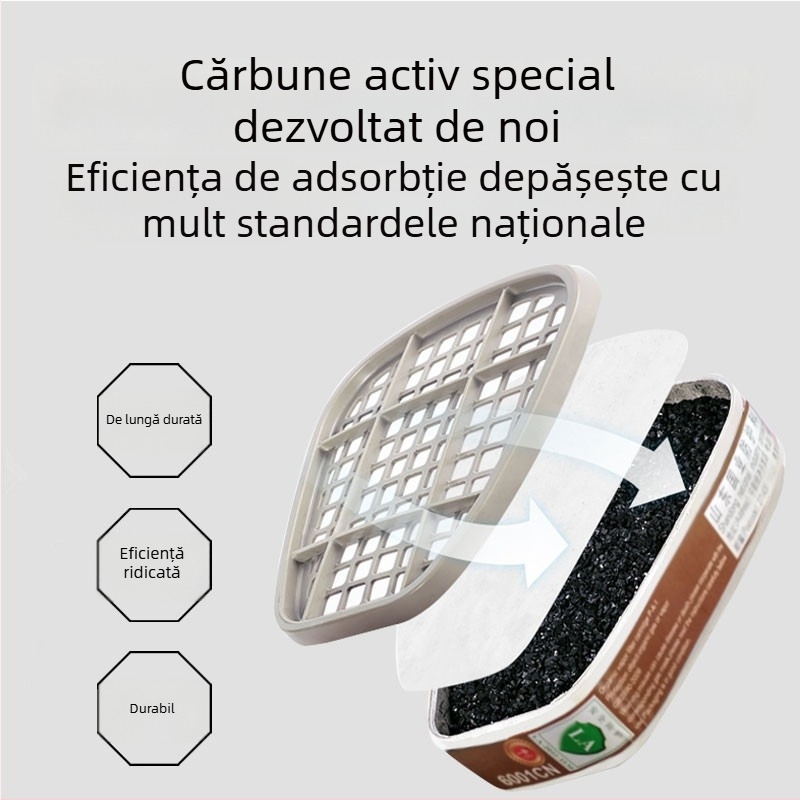 Mască de gaz cu filtru din cărbune activ, modelele 6001/6002/6004, compatibilă cu 6200