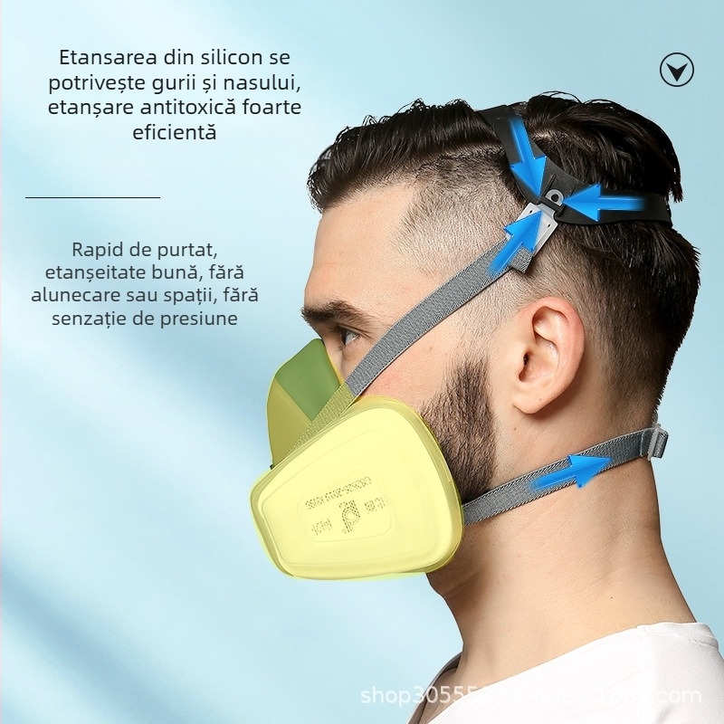 Mască de protecție facială întreagă pentru pulverizarea vopselei și mediile chimice; protecție împotriva prafului și fumului, capotă respiratorie