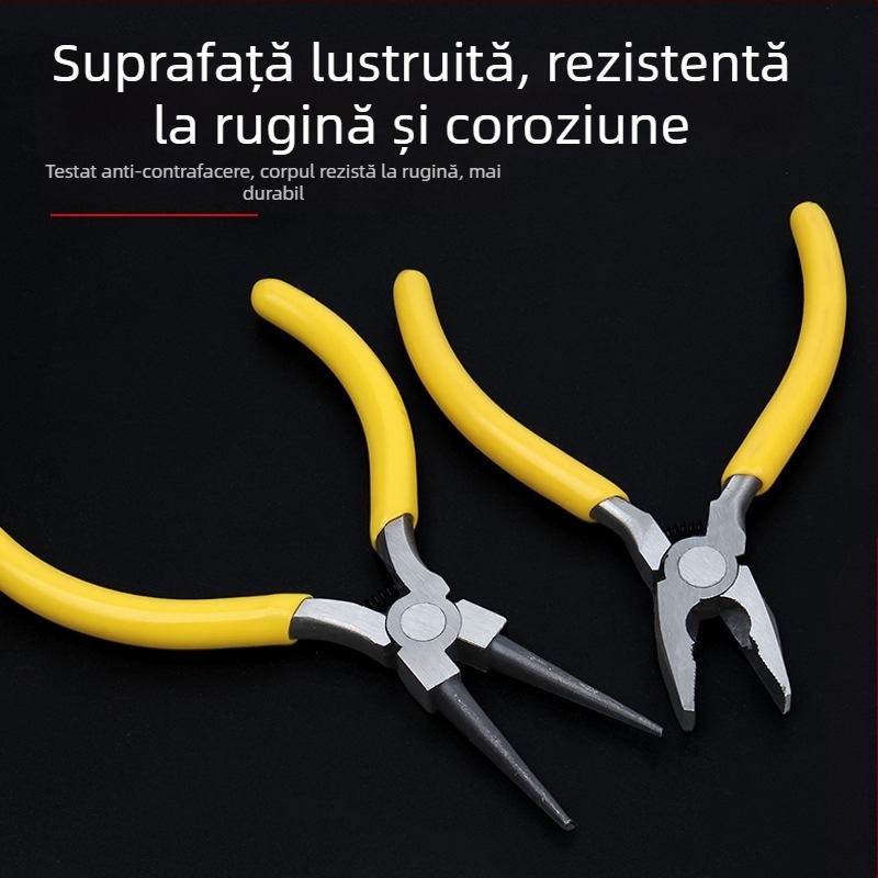 Clește cu nas subțire, mini, 5 inch, pentru electricieni, dezizolarea cablurilor, clește multifuncțional pentru cabluri și bijuterii cu nas curbat