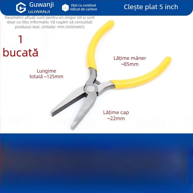 Clește cu nas subțire, mini, 5 inch, pentru electricieni, dezizolarea cablurilor, clește multifuncțional pentru cabluri și bijuterii cu nas curbat