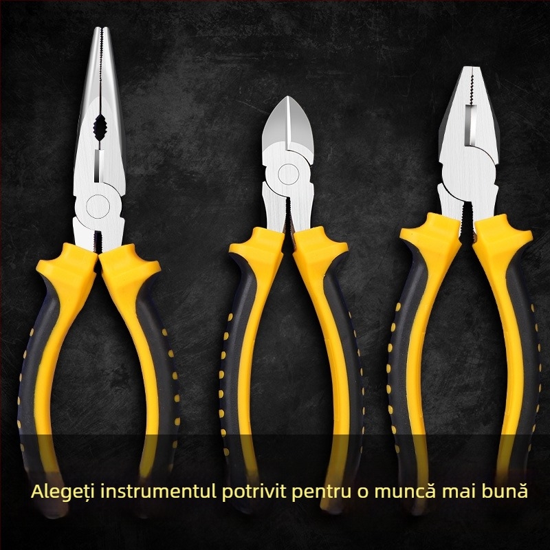 Clește multifuncțional pentru electricieni: dezizolarea cablurilor, clește cu nas subțire, clește diagonal pentru tăiere, clește cu blocare