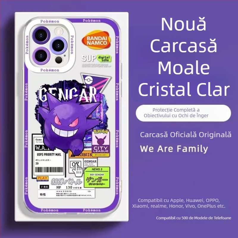 Husă TPU din seria desenelor cu Gengar pentru iPhone 13, 12, 11 Pro Max și XR