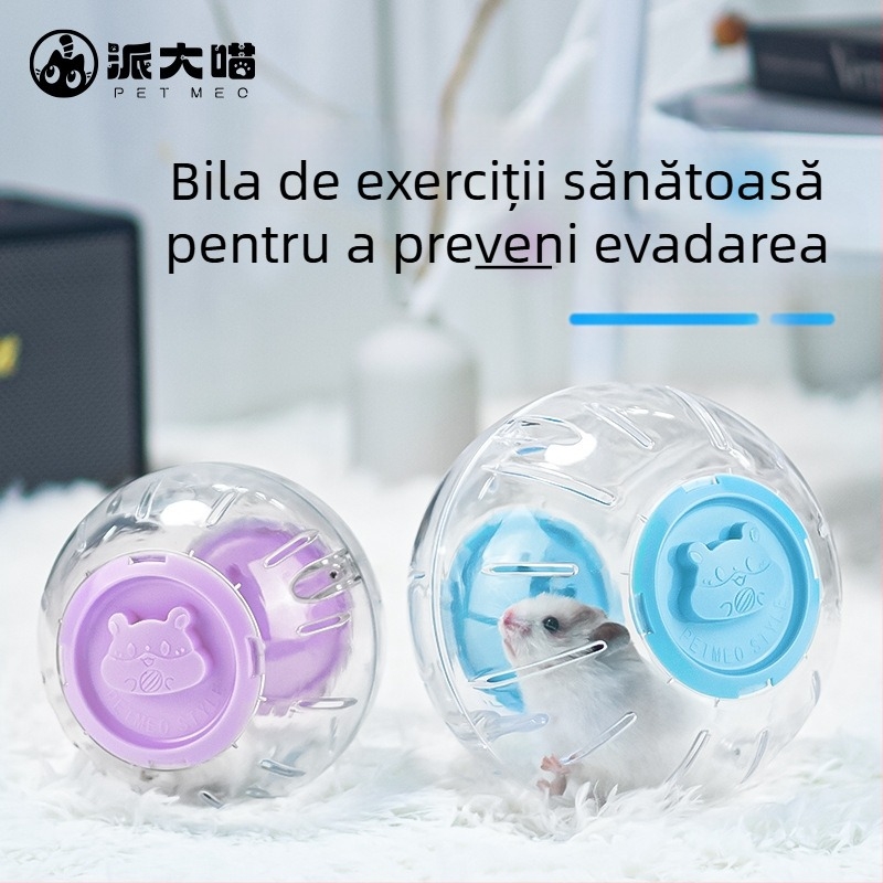 Minge transparentă pentru hamsteri pentru alergare, Jucărie mov de exercițiu pentru porcușorii de Guineea, Jucărie educativă și drăguță pentru rozătoare mici