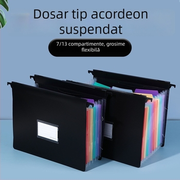 Mapă acordeon suspendată cu 7 sau 13 compartimente, husă din PP impermeabilă pentru documente de birou