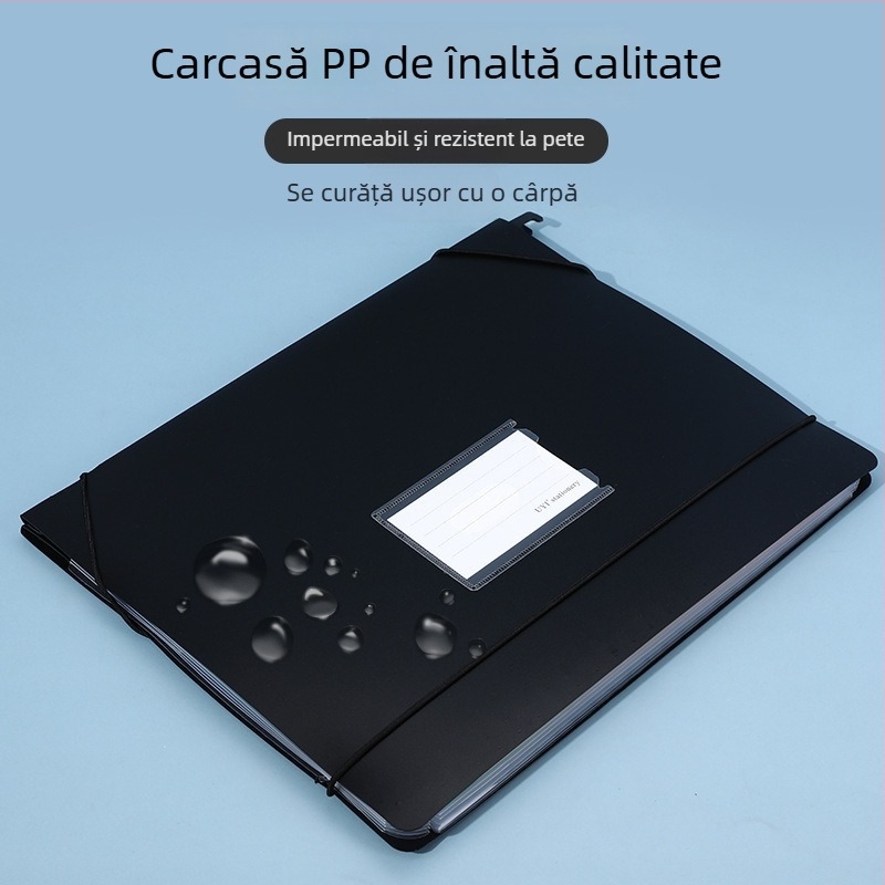 Mapă acordeon suspendată cu 7 sau 13 compartimente, husă din PP impermeabilă pentru documente de birou