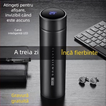 Termos inteligent pentru studenți, design premium, măsurare a temperaturii, capacitate mare, oțel inoxidabil 304, pentru mașină de serviciu
