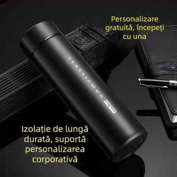 Termos inteligent pentru studenți, design premium, măsurare a temperaturii, capacitate mare, oțel inoxidabil 304, pentru mașină de serviciu