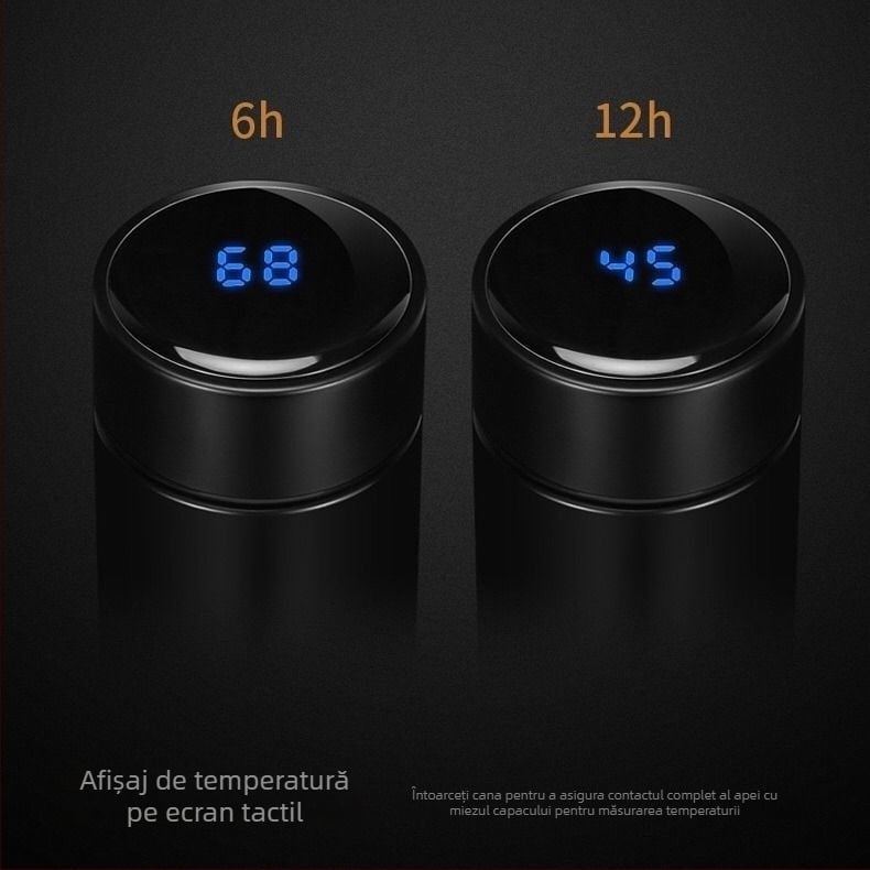 Termos inteligent pentru studenți, design premium, măsurare a temperaturii, capacitate mare, oțel inoxidabil 304, pentru mașină de serviciu