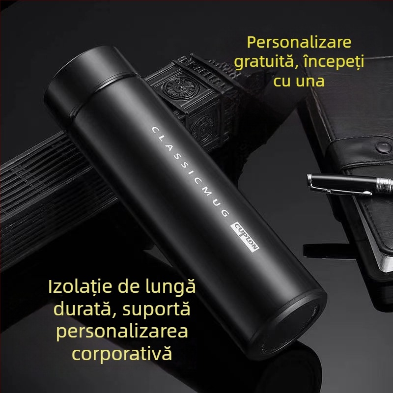 Termos inteligent pentru studenți, design premium, măsurare a temperaturii, capacitate mare, oțel inoxidabil 304, pentru mașină de serviciu