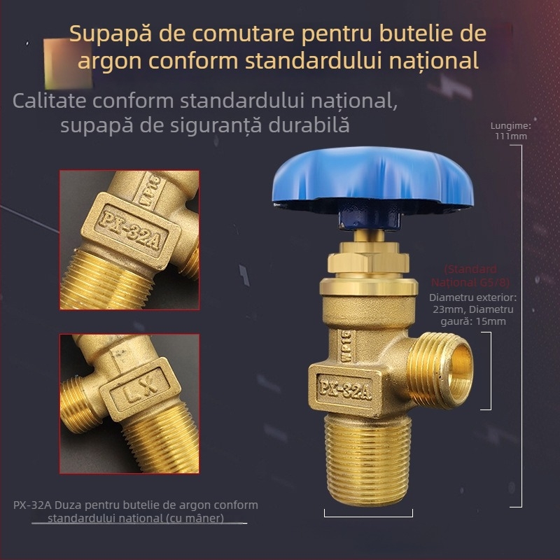 Valvă cilindru de oxigen QF-2 cu cap WP-15 pentru cilindri de 4–40 L, cilindru de argon