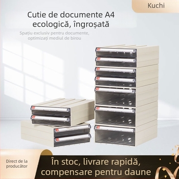 Cutie de fișiere A4 din plastic transparent, cu sertar, pentru organizare în birou, design îngroșat