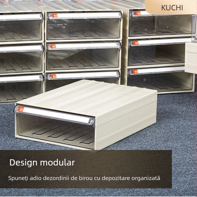 Cutie de fișiere A4 din plastic transparent, cu sertar, pentru organizare în birou, design îngroșat