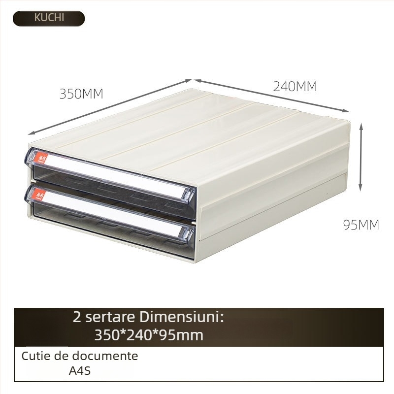 Cutie de fișiere A4 din plastic transparent, cu sertar, pentru organizare în birou, design îngroșat
