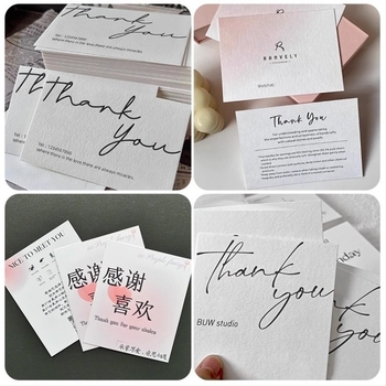 Carte post-vânzare pentru accesorii – card de mulțumire personalizat, design de card dur, card de întreținere, imprimare digitală pe hârtie specială pentru etichete de îmbrăcăminte