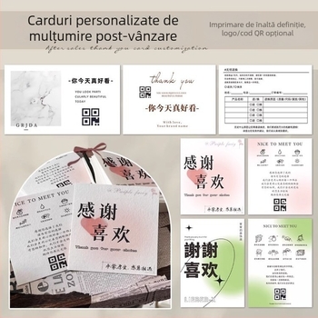 Carte post-vânzare pentru accesorii – card de mulțumire personalizat, design de card dur, card de întreținere, imprimare digitală pe hârtie specială pentru etichete de îmbrăcăminte