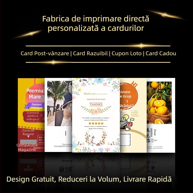 Imprimare personalizată de carduri: carduri poștale, felicitări, invitații, plicuri, antete de card, carduri pliabile, carduri de evaluare, benzi de talie