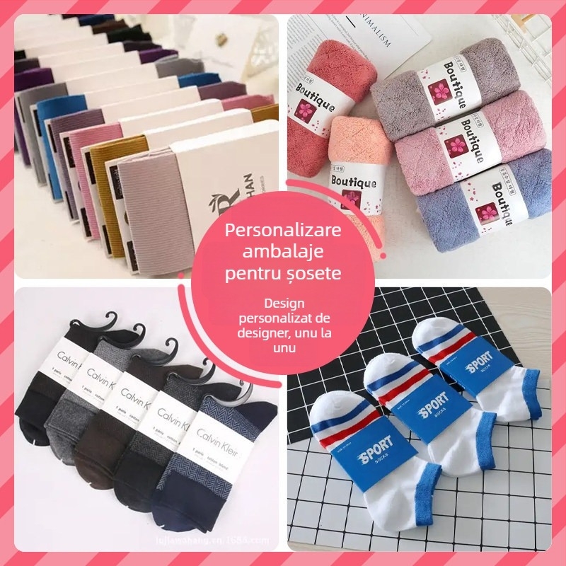 Card din carton colorat pentru șosete și haine, etichetă de preț și pliere reversibilă pentru ambalare