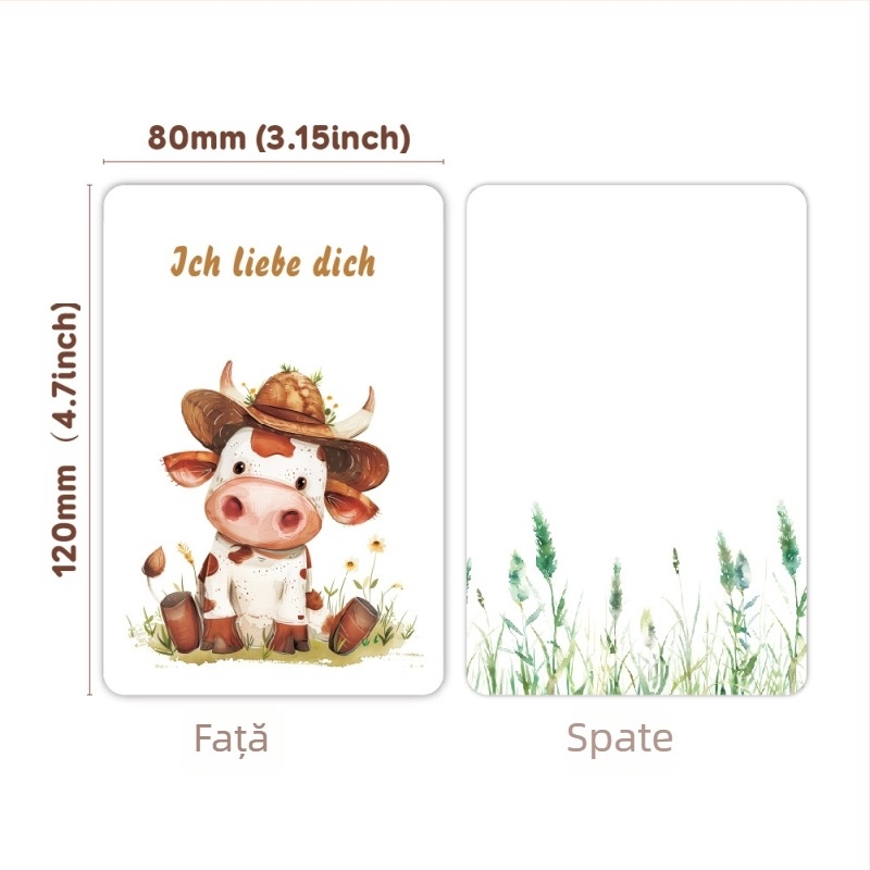 32 de carduri de încurajare în limba germană pentru copii — ilustrații drăguțe în acuarelă, afirmații inspiraționale, învățarea emoțiilor animalelor și carduri de mindfulness