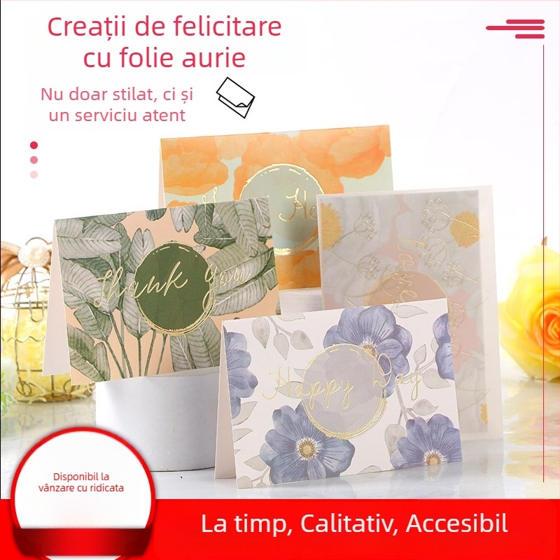 Set de felicitări în stoc, cu folie bronzată pe hârtie sulfatată, design proaspăt, pentru Qixi și Ziua Profesorului