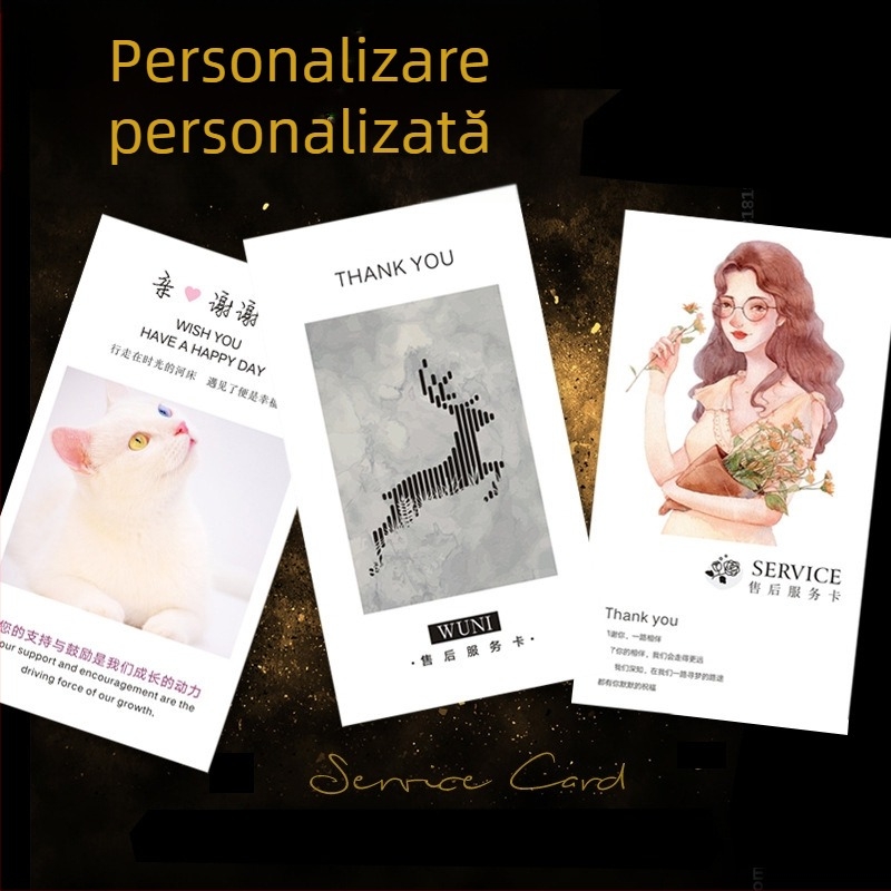 Carte de service post-vânzare și carte de mulțumire, pe hârtie lucioasă, imprimare în patru culori