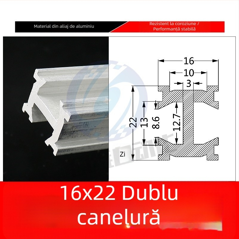 Bandă din aluminiu Tianxing cu canelare dublă 18×18; bandă din aluminiu 16×22 cu trei canale 18×25 pentru accesorii de ventuze