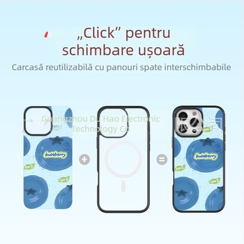 Husă magnetică pentru iPhone cu panou din spate interschimbabil, TPU transparent, pentru seria iPhone 12–16