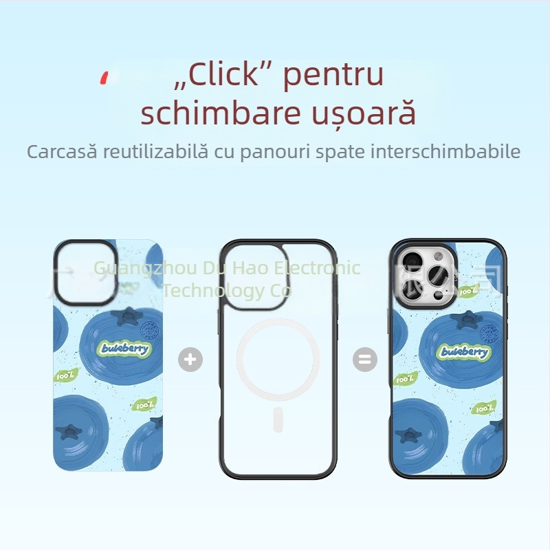 Husă magnetică pentru iPhone cu panou din spate interschimbabil, TPU transparent, pentru seria iPhone 12–16