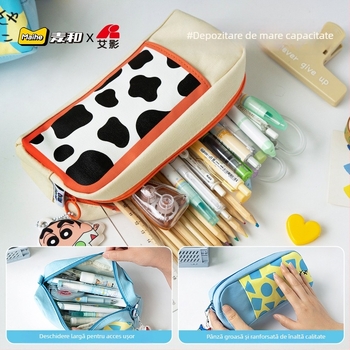 Maihe etui din pânză cu capacitate mare, Shin-chan, stil japonez, pentru elevii de școală primară
