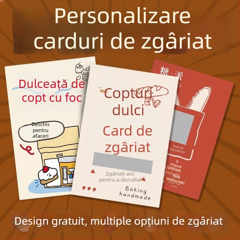 Carduri de răzuire pentru brutării — carduri personalizate pentru desert