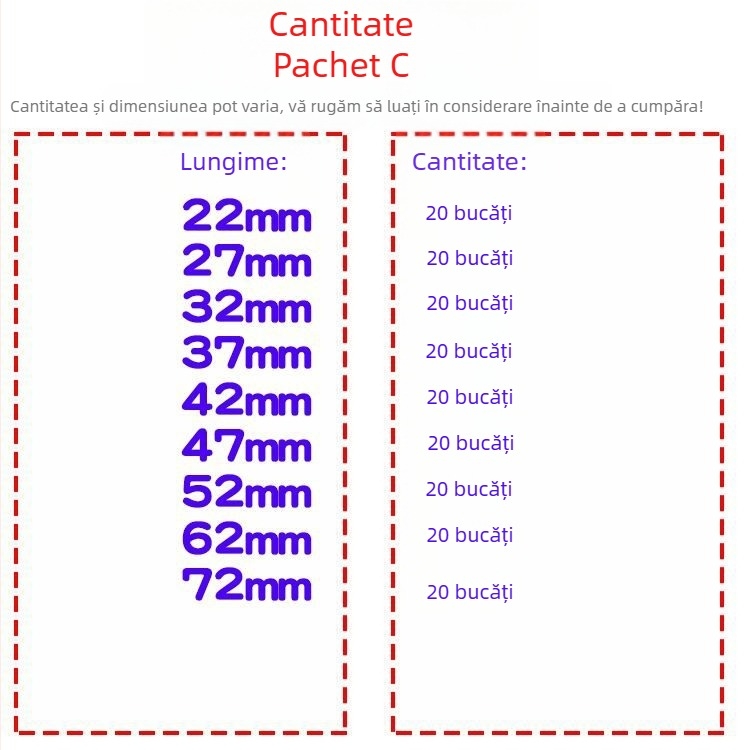 Set cuie cu înaltă rezistență: cuie pentru pereți, cuie pentru prinderea tablourilor, cuie pentru reclame, cuie pentru ciment, 62 mm pentru pistol cu aer