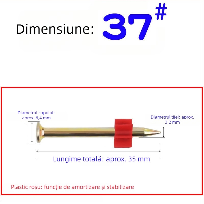 Set cuie cu înaltă rezistență: cuie pentru pereți, cuie pentru prinderea tablourilor, cuie pentru reclame, cuie pentru ciment, 62 mm pentru pistol cu aer